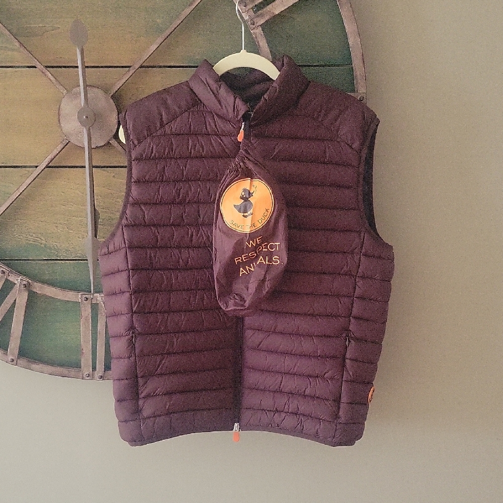 Save The Duck Adam Puffer Vest In Bordeaux